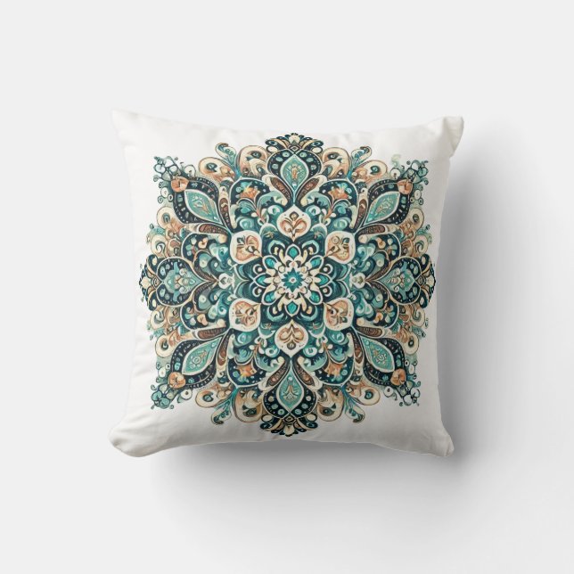 Turcos Paisley Mandala med Guld accents 1 Kudde (Framsida)