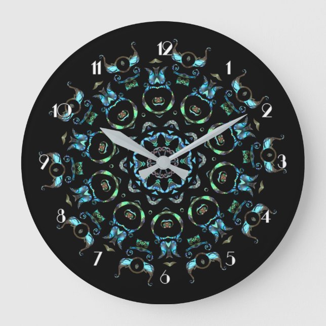 Turcos Pearl Mandala Round Wall Clock Stor Klocka (Framsida)