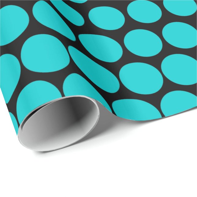 Turcos Polka Dot Modern Black Presentpapper (Rullad Hörn)