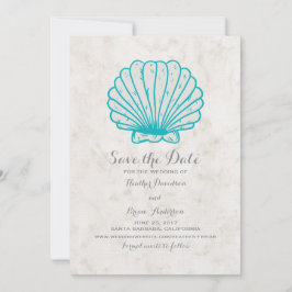 Turcos Rustic Seashell Spara datum Inbjudan