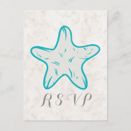 Turcos Rustic Starfish Bröllop OSA Postcard Inbjudan Vykort