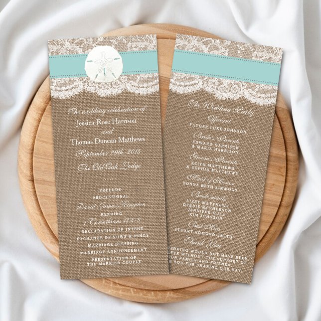 Turcos Sand Dollar Beach Wedding Program (Skapare uppladdad)