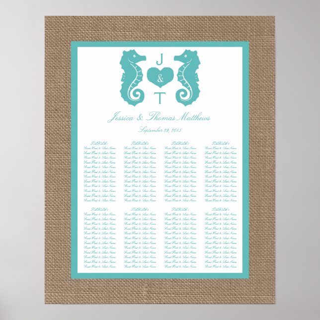 Turcos Seahors Burlap Beach WedCollection Poster (Framsidan)