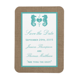 Turcos Seahorse Burlap Beach WedCollection Collect Magnet