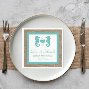 Turcos Seahorse Burlap Beach WedCollection Collect Pappersservett