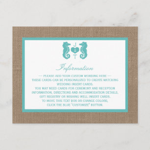 Turcos Seahorse Burlap Beach WedCollection Collect Tilläggskort