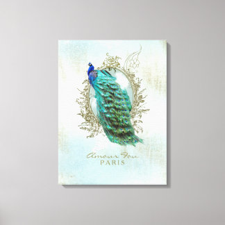 Turcos Shabby Peacock - Wrapped Canvas