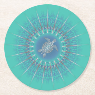 Turcos Silver Turtle Mandala Underlägg Papper Rund
