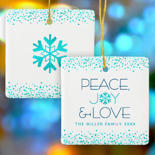 Turcos Snowflake Peace Joy Kärlek eget namn Julgransprydnad Keramik