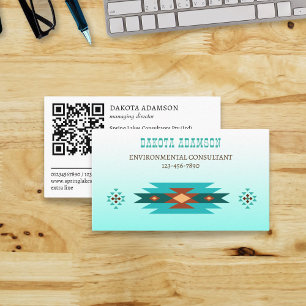 Turcos Southwest boho tribal mönster QR Visitkort