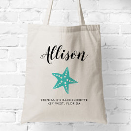 Turcos Starfish Bridesmaid Tote Bag för Bröllop Tygkasse