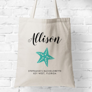 Turcos Starfish Bridesmaid Tote Bag för Bröllop Tygkasse