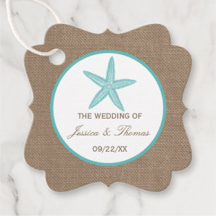 Turcos Starfish Burlap Beach WedCollection Collect Gåvor Etiketter