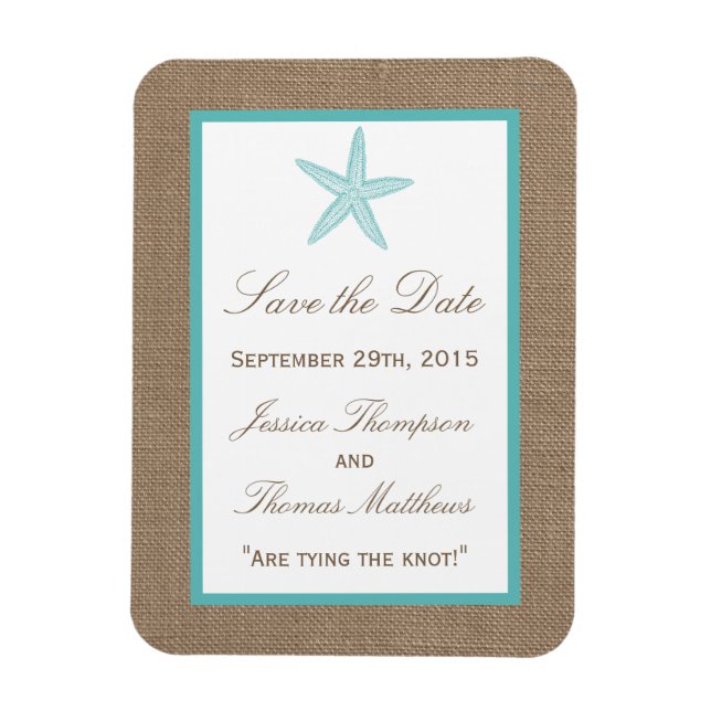 Turcos Starfish Burlap Beach WedCollection Collect Magnet (Vertikal)
