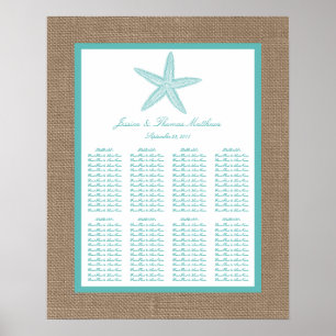 Turcos Starfish Burlap Beach WedCollection Collect Poster