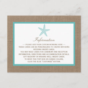 Turcos Starfish Burlap Beach WedCollection Collect Tilläggskort