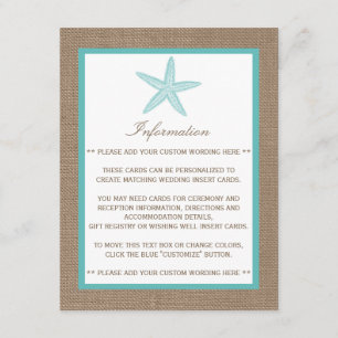 Turcos Starfish Burlap Beach WedCollection Collect Tilläggskort