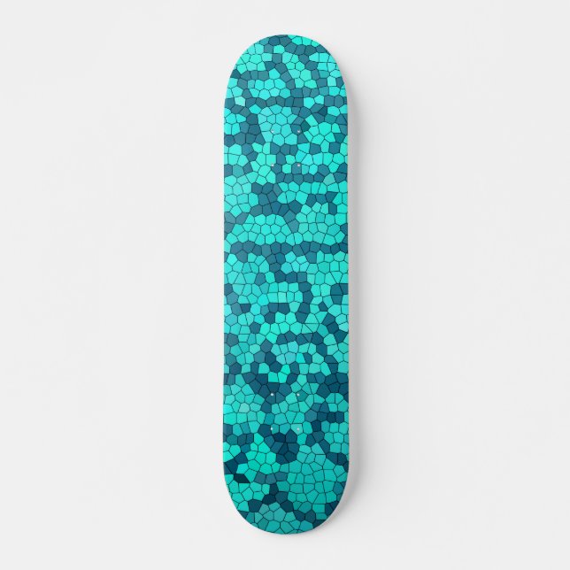 Turcos Teal Blue Mönster Old School Skateboard Bräda 21,6 Cm (Framsida)