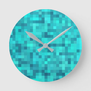 Turcos Teal Blue Mönster Rund Klocka