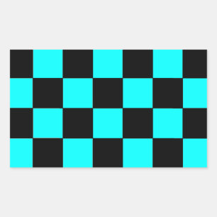 Turcos Teal Checkerboard Chessboard Stickes 3 Rektangulärt Klistermärke