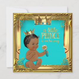 Turcos Teal Ethnic Prince Baby Shower Inbjudningar