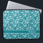 Turcos Teal Tropical Flowers Monogram Laptop Fodral<br><div class="desc">Teal Tropical Flowers Monogram Laptop sleeve. Enkel att anpassa med text,  typsnitt och färg. Skapat av Zazzle pro designer BK Thompson uteslutande för Cedar och String. Kontakta oss om du behöver hjälp med designen.</div>