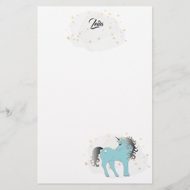 Turcos Unicorn och Stars Stationery Brevpapper (Framsida)