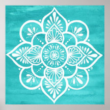 Turcos Watercolor White Mandala