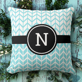 Turcos White Chevron Mönster Monogram Modern Kudde