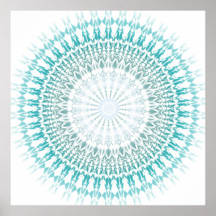 Turcos White Geometric Modern Mandala Poster