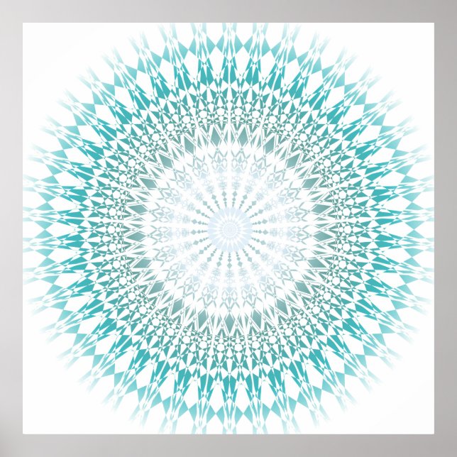 Turcos White Geometric Modern Mandala Poster (Framsidan)