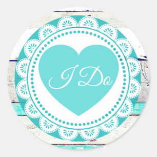 Turcos White Lacey I Do WeddingStickers Runt Klistermärke