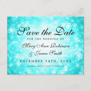 Turcos Winter Wonderland Elegant Save Date Meddelande Vykort