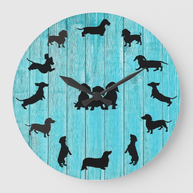 Turcos Wooden Dachshund Silhouette Wall Clock Stor Klocka (Framsida)