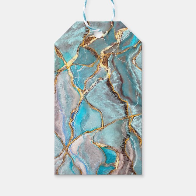 Turcouise Geode Kintsugi Teal Presentetikett (Framsidan)