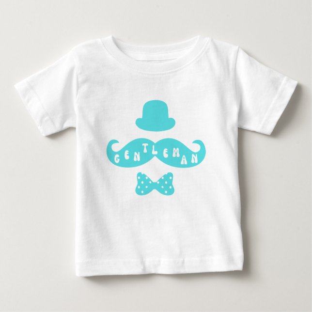 Turcouise Hat Mustache Avslappnad Pojke T-Shirt (Framsida)