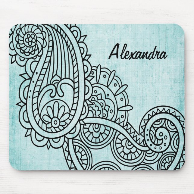 Turcouise Mehndi Motif Mousepad Musmatta (Framsidan)