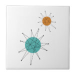 Turcouise Orange Franciscan Starburst Mid Century Kakelplatta<br><div class="desc">Detta fantastiska moderna keramikplattor i mitten av århundradet,  Franciscan Starbursts i färg,  av turkosblått,  orange och svart,  som kommer att lägga till en roligt stänk till ditt tilningsprojekt!</div>