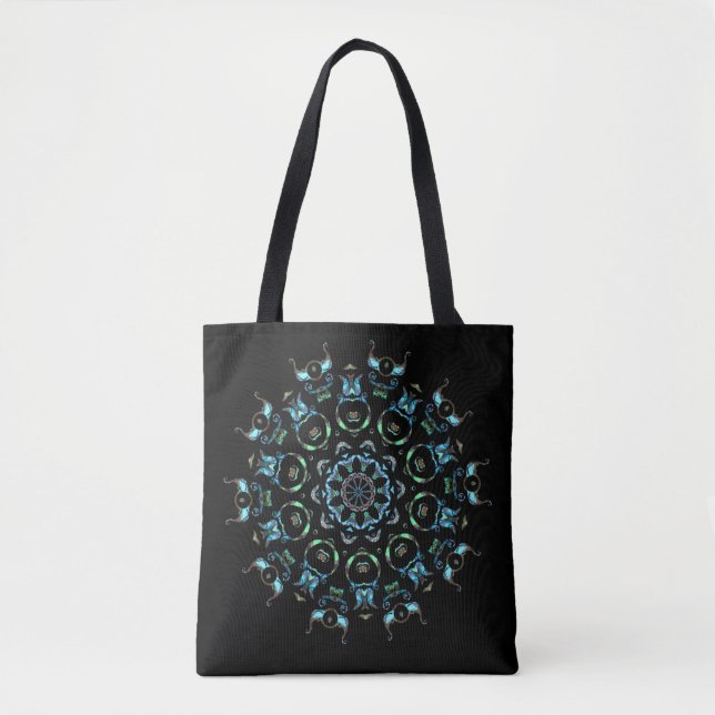 Turcouise Pearl Mandala Tote Bag Tygkasse (Framsida)