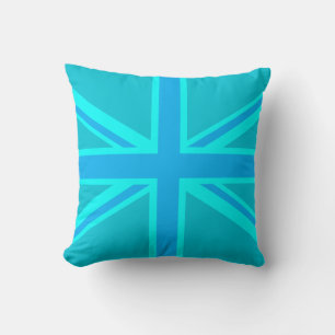 Turcouise Union Jack British Flagga Kudde