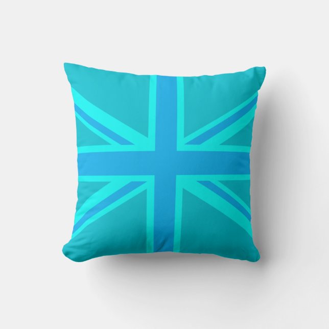 Turcouise Union Jack British Flagga Kudde (Framsida)