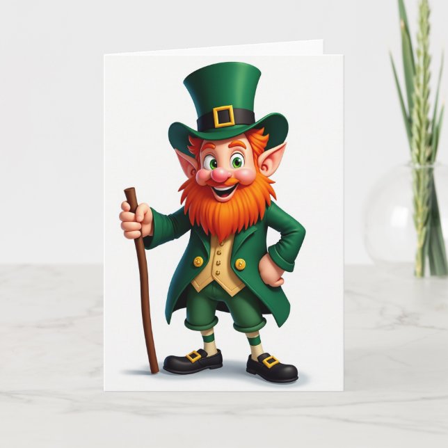 Turdagskort med Lucky Leprechaun Kort (Framsida)