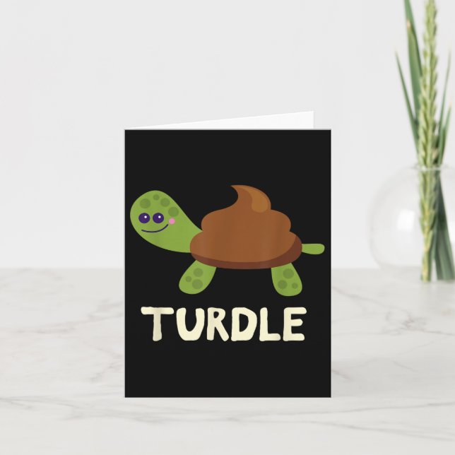 Turdle Funny Turtle Poop Emoticon Kort (Framsida)
