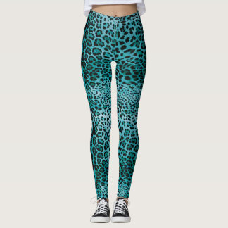 Turdoise Leopard Skriv ut Leggings