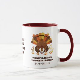 Turducken-obsederad Rolig Thanksgiving Mugg