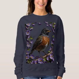 Turdus migratorius Bird omringad av Violet Viola T Shirt