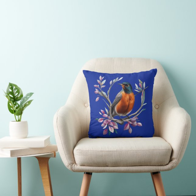 Turdus migratorius Omgiven Av Mountain Laurel Kudde (Stol)