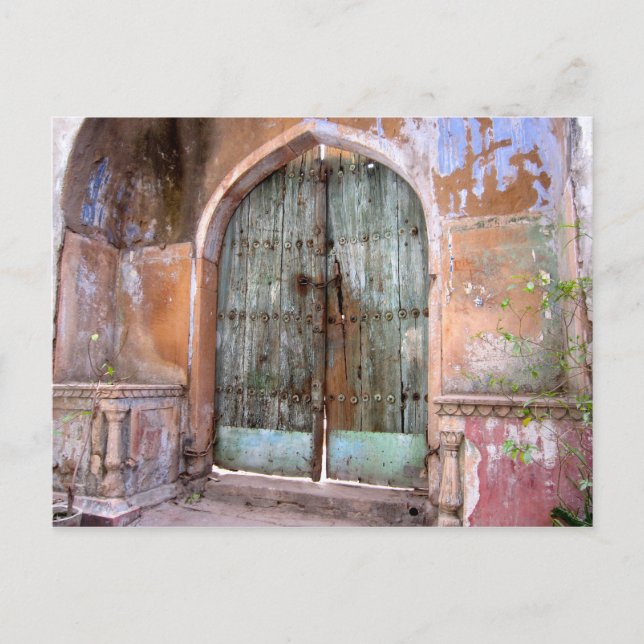 Türe in Delhi Altstadt - Indien Vykort (Framsida)