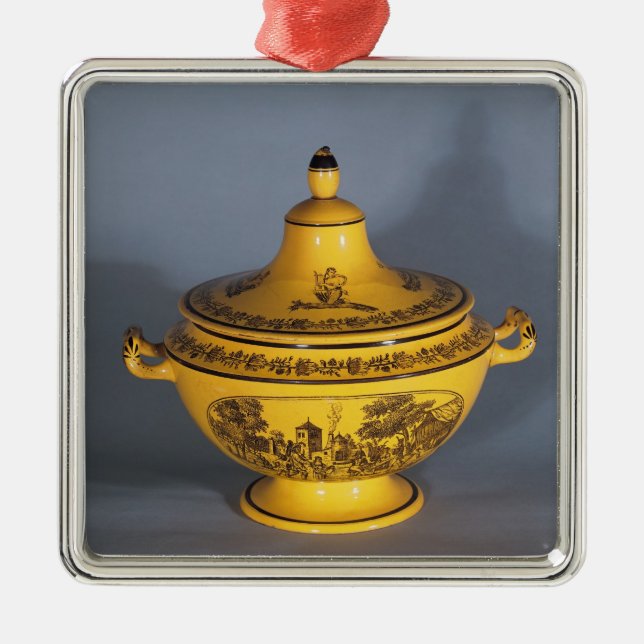 Tureen med den svart tryckdesignen, c.1820 julgransprydnad metall (Framsidan)