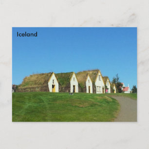 Turfhus i Glaumbæ r, Island Vykort